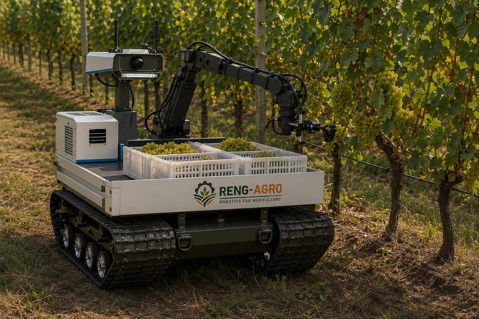 RENG-AGRO U2 с манипулятором в винограднике